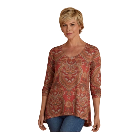 Soft surroundings Spice Market Top Size L earthy Bohemian - Picture 2 of 10